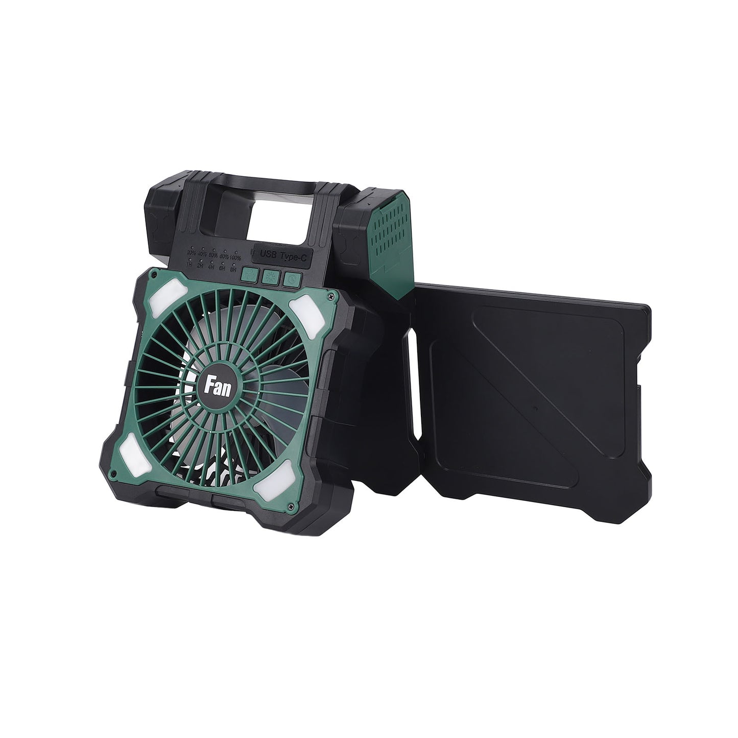 10000mAh Solar Camping Fan with Dual Charging, 5 Speeds & 3 Light Levels, 1-8H Timer, Portable Quiet Desk Fan for Hiking,Power Outage, Fishing,Travel