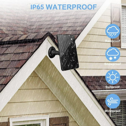 Solar Panel for Security Camera, 4W USB Solar Panel for DC 5V Outdoor Rechargeable Battery Camera, IP65 Waterproof, Support Micro USB & USB C Port with 9.8ft Cable, Adjustable Security Mount, Black