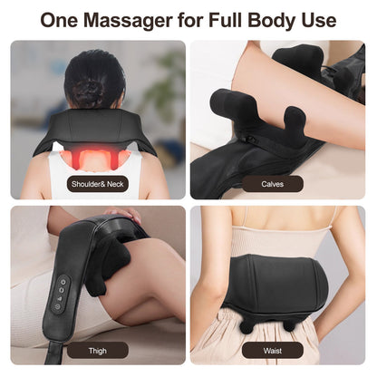 Neck Massager 6D Kneading Multifunctional Neck and Shoulder Massager Deep Tissue, 2 Heating Levels Gifts for Mom Dad