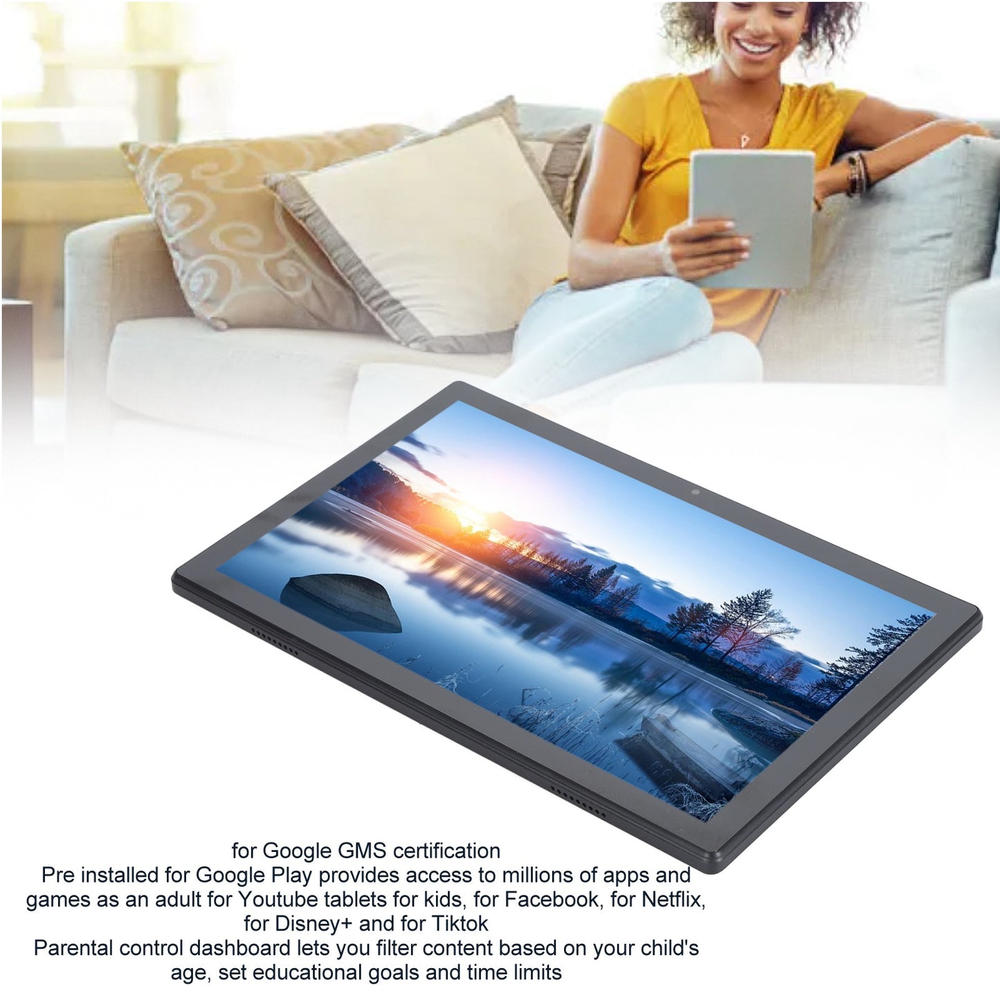 Android 13 Tablet, 10.1 Inch Tablets for Kids, 6GB RAM 128GB ROM 512GB Expand, 2560*1900 IPS Touchscreen 10-Core Processor 8MP+24MP Dual Camera WiFi Bluetooth GMS, Black