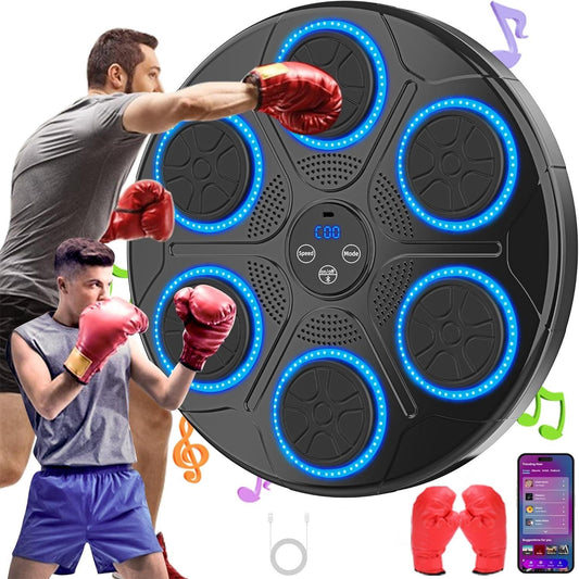 Upgraded Adults Smart Music Boxing Machine, Electronic Boxing Machine with Boxing Gloves, Boxing Music Fitness Machine with Smart Display, Smart Boxing Machine Wall-mounted Music for Home and Gym