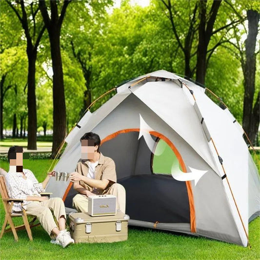 Pop Up Canopy Instant Family Tents for Camping 2-3 Person with 2 Doors, Includes Carrying Bag, Windproof Ropes, Ground Stakes, Rain Cover, Waterproof Anti-UV Camping Tent for Beach/Hiking/Outdoor