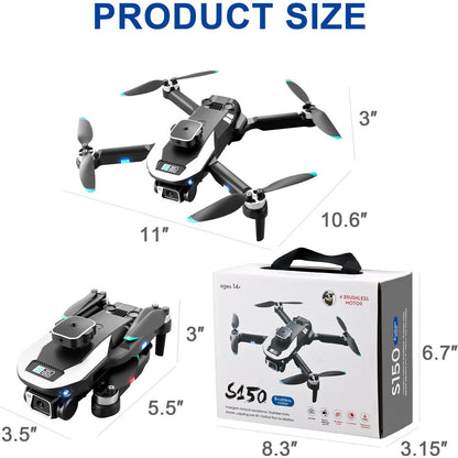 Drone with 1080P HD Dual Camera for Adults, Black RC Quadcopter with 3 Modular Batteries for 36 Mins Long Flight, Brushless Motor, Altitude Hold, Optical  Position, Auto Return Home,Carrying Case