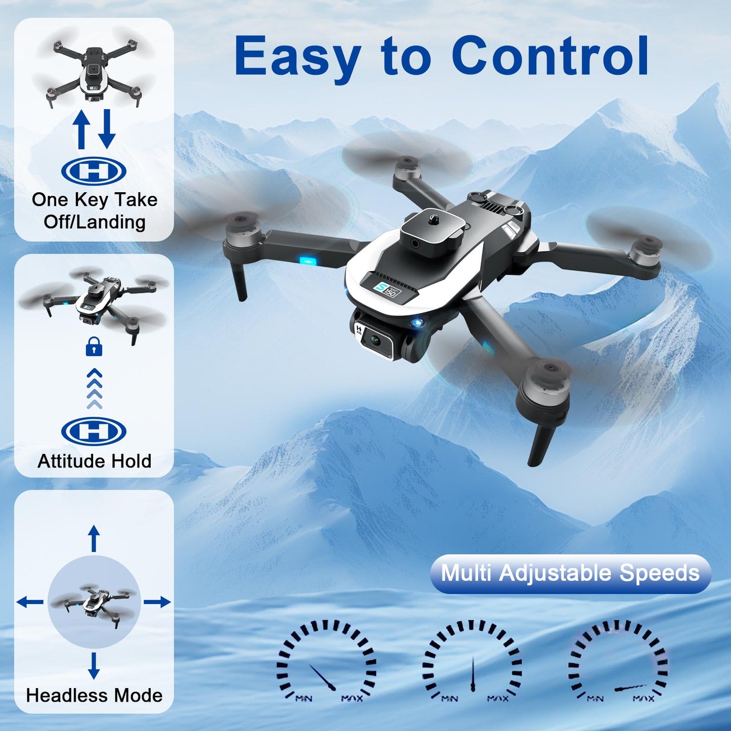 Drone with 1080P HD Dual Camera for Adults, Black RC Quadcopter with 3 Modular Batteries for 36 Mins Long Flight, Brushless Motor, Altitude Hold, Optical  Position, Auto Return Home,Carrying Case