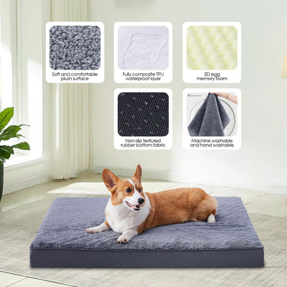 Dog Bed Washable Comfortable Dog Crate Pad Waterproof Non Slip Kennel Mat S Size, 24"x18'', 16.53lb Load Bearing