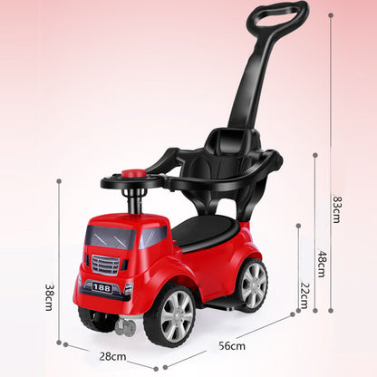 Baby Ride On Push Car Whistle Steering Wheel Universal Front Wheel Newborn Hand Push Stroller Red