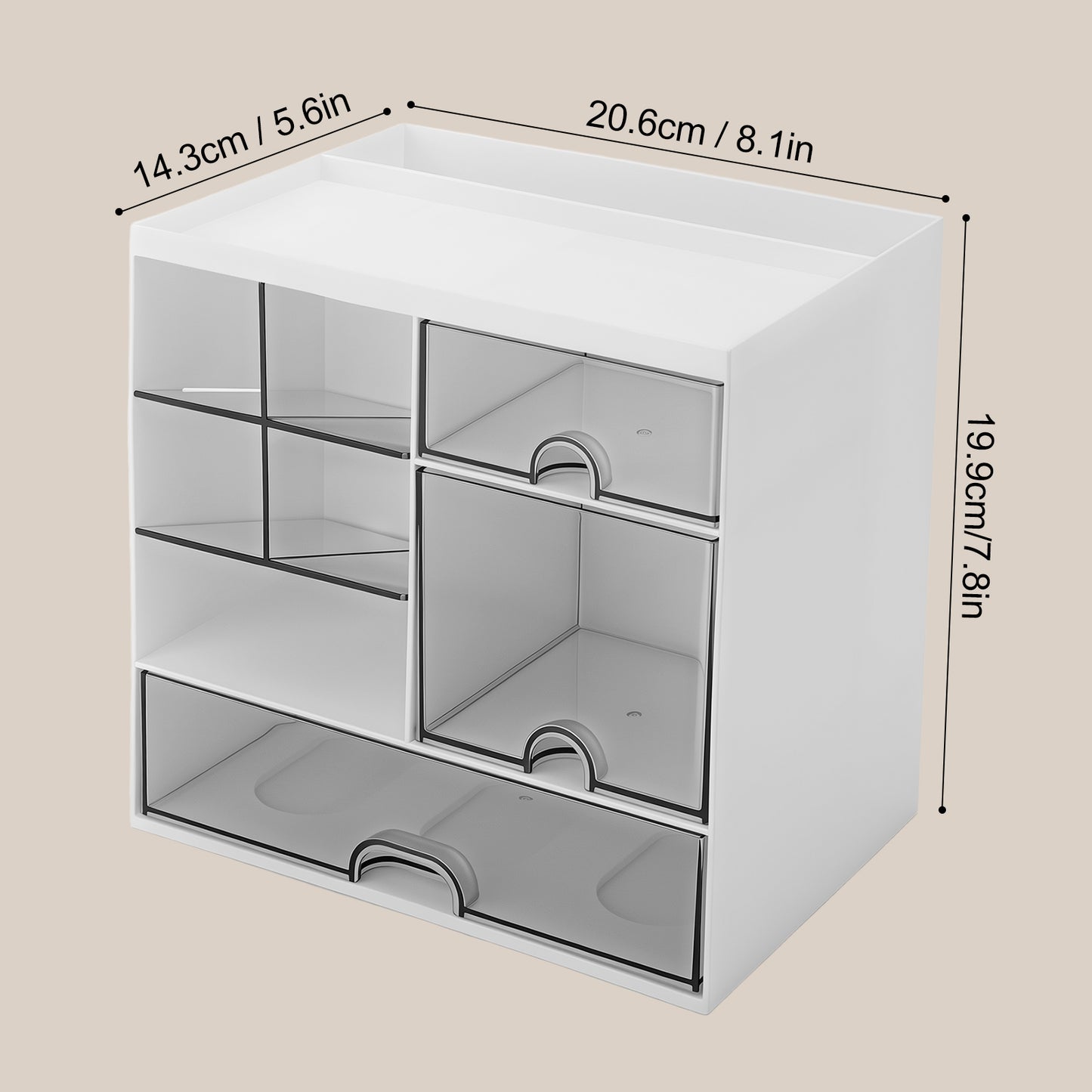 Makeup Organizer with Drawers for Vanity,Bathroom Countertop Organizer with Brushes Holder,Plastic Skincare Storage Organizer,Cosmetic Display Case Gift for Women Girl Mom
