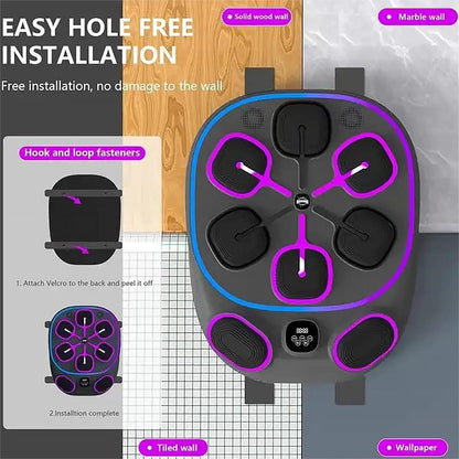 Upgraded Music Boxing Machine, Smart Bluetooth Boxing Music Workout Machine for Adults and Kids, Wall Mounted Music Boxing Machine with Smart Display Screen for Home, Indoor and Gym