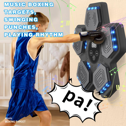 Music Boxing Machine for Kids, Smart Bluetooth Boxing Machine with Boxing Gloves, Wall Mounted Electronic Boxing Training Punching Equipment with Display Screen, Workout Machine for Home Indoor Gym