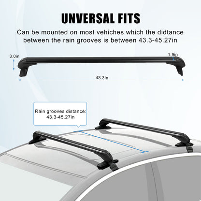 OTVIAP Universal Car Roof Rack, 2 pcs 43" Crossbar with Anti-Theft Lock for Suv/car Roof Cargo Carrier Rails