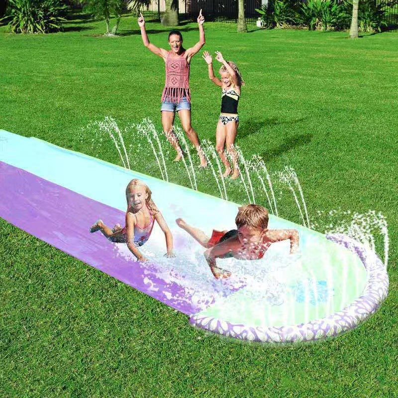 Extra Long Water Slide with 2 Inflatable Boards, Inflatable Outdoor Splash Water Slide Slip with Sprinkler for Kids Adults Backyard, Summer Outdoor Water Toys