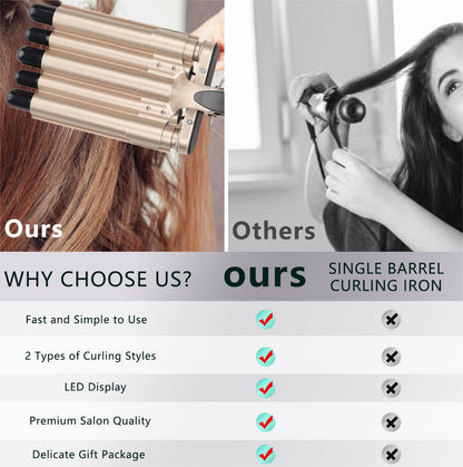 5 Barrel Hair Curling Iron, Digital Display Long Lasting US Plug 110-240V 5 Barrel Hair Crimper Iron For Daily Use