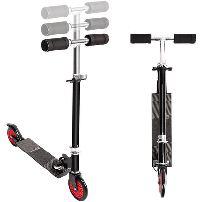 Kids Scooter, Folding Scooter with Adjustable Handlebar, Black Lightweight Aluminum Scooter with Rear Brake, Kick Scooter for Kids Boys Girls 5 Years Old and up, Fully Assembled, Load up to 220 lbs