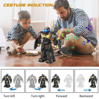 Kids RC Robot Toy, Smart Robot with Talking, Singing, Dancing, Interactive Touch Sensor and Programmable actions, Remote Control Toys for Kids ages 3-12 ,Gold