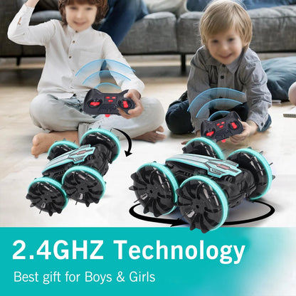 Boys Toy Remote Control Car RC Boat Amphibious Stunt Car for Kids Girls 4WD RC Cars for Water Land Pool Beach