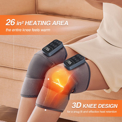 Cordless Heated Knee Brace Heat Vibration Electric Heated Knee Wrap for Knee, Joint, Shoulder, 5 Heat Levels 3 Massage Mode