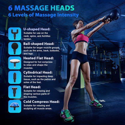 Massage Gun with Heat and Cool Head, Deep Tissue Back Massage 49dB Quiet Percussion Massager Soreness Relief for Adults, Athletes