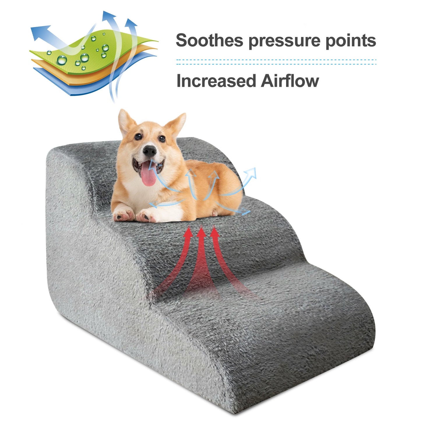 3 Tiers Dog Stairs Non-Slip Dog Ramp for High Bed Couches, Dog Training Stairs Sturdy Pet Steps for Small Dogs