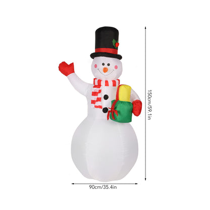 5ft Christmas Inflatable Snowman With Gift Box, Blow Up Christmas Decoration With LED Lights For Holiday/Party/Xmas/Yard/Garden Decorations