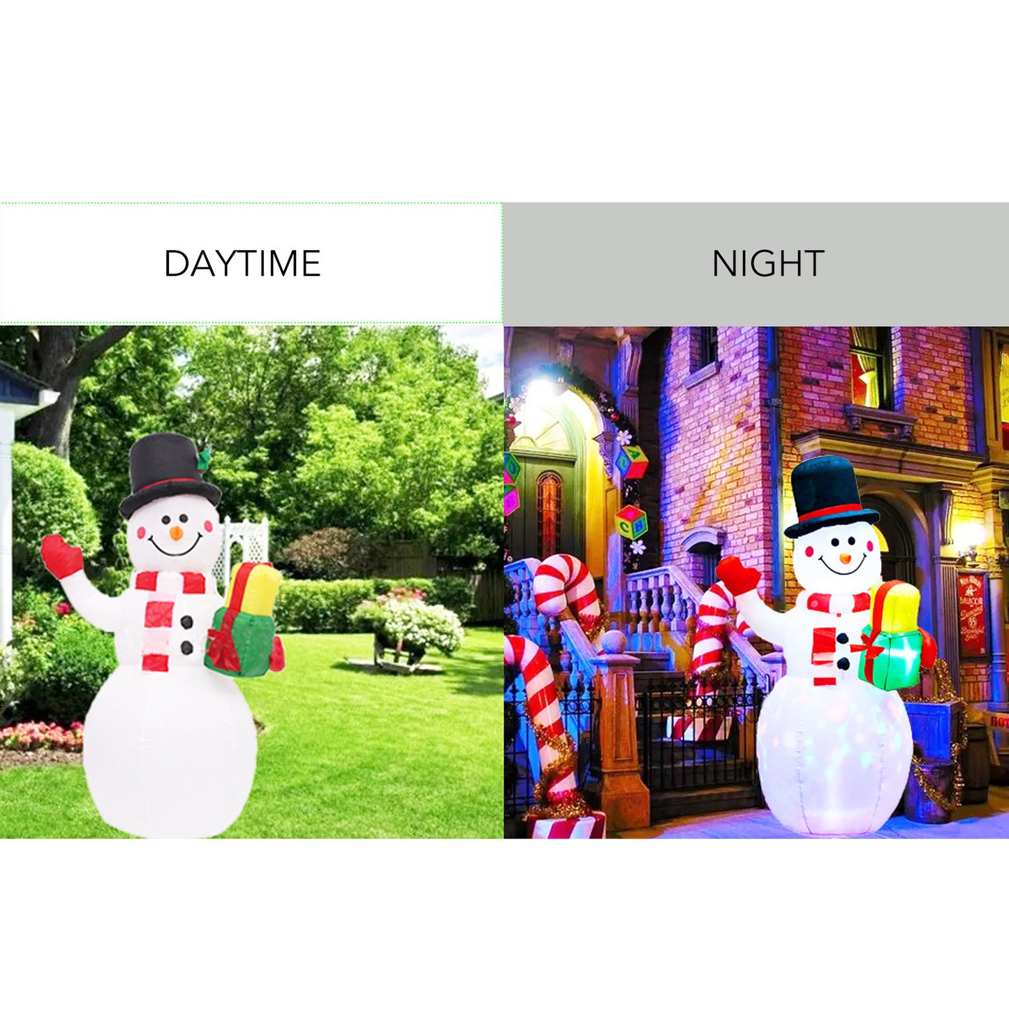 5ft Christmas Inflatable Snowman With Gift Box, Blow Up Christmas Decoration With LED Lights For Holiday/Party/Xmas/Yard/Garden Decorations