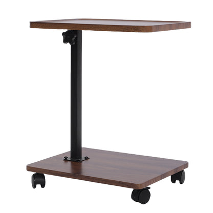 Adjustable Height C Shaped Side Table with Rolling Wheels, 360° Swivel Sofa End Table Mobile Laptop Desk for Couch Bed Reading Work