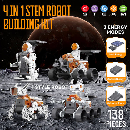 FAGINEY 4-in-1 Building Science STEM Kits, Solar Robot Toys for Kids Ages 8-14+, STEM Projects DIY Space Toys Birthday Christmas Gifts for Boys Girls Ages 8-16 Teens