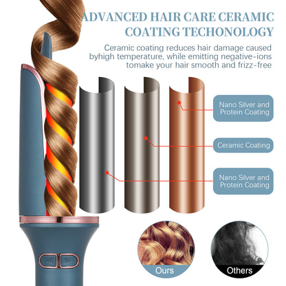 Auto Curling Iron, Automatic Hair Curler with 4 Adjustable Temperature, 1 inch Rotating Curling Wand for Long Hair, Fast Heating Anti-Scald and Auto Shut-Off Hair Waver for Professional Hair Styling