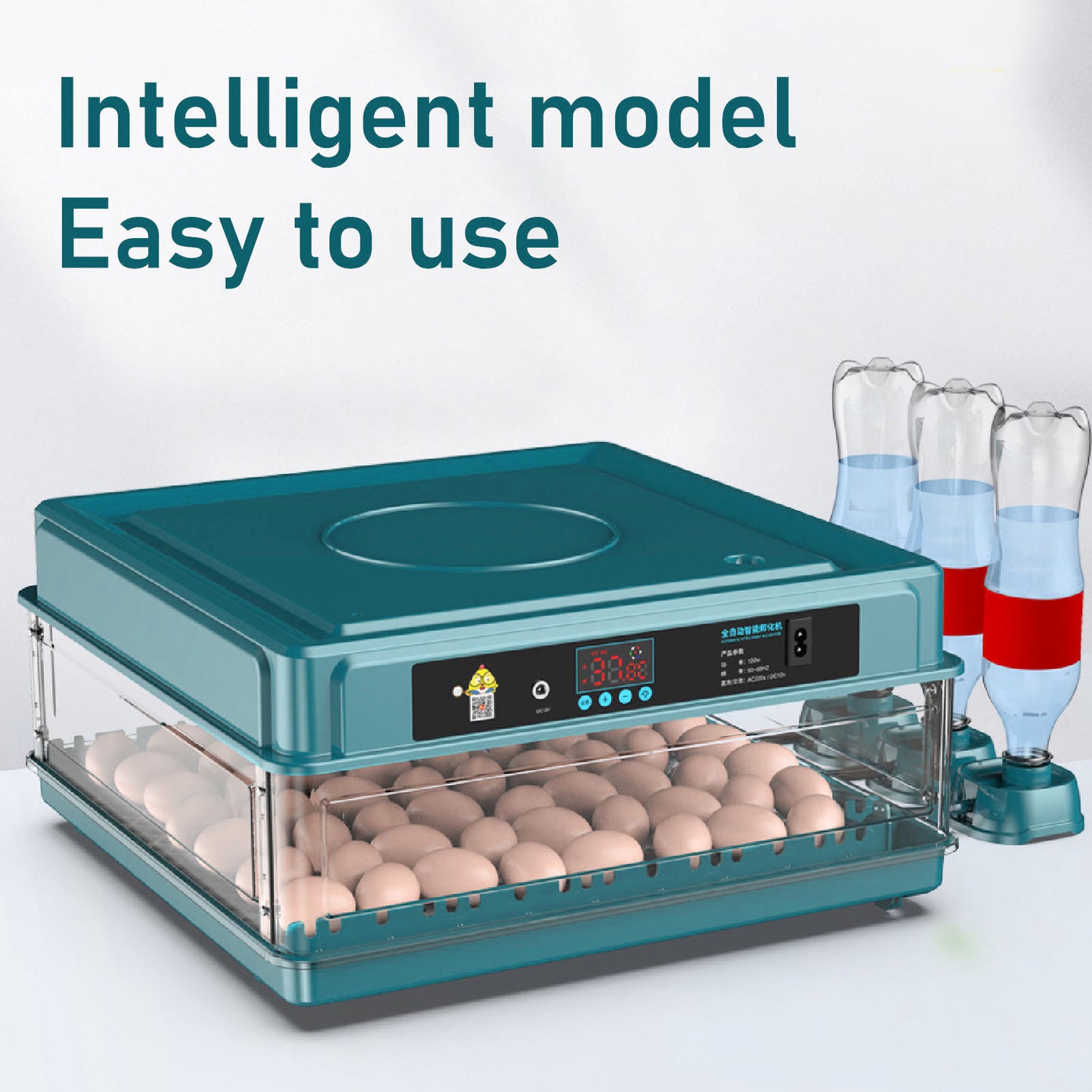 Mgaxyff Egg Incubator,48 Eggs Incubator with Automatic Egg Turning,Temperature and Humidity Monitoring,LED Candler,for Chickens Ducks Birds