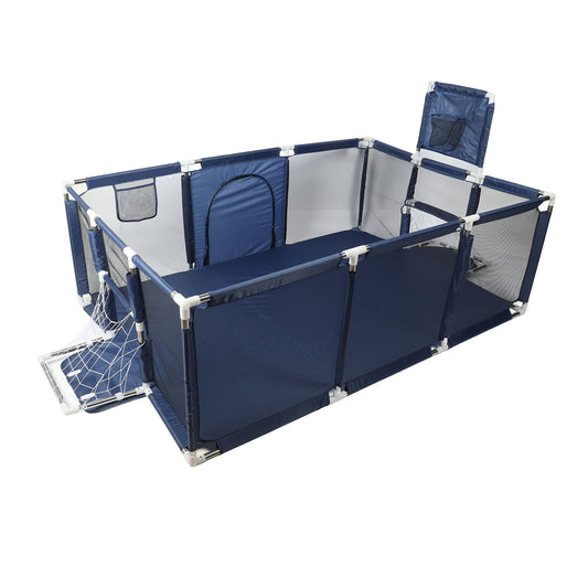 Large Baby Playard Adjustable Lovely Rectangular Baby Fence with Football Frame Navy Blue