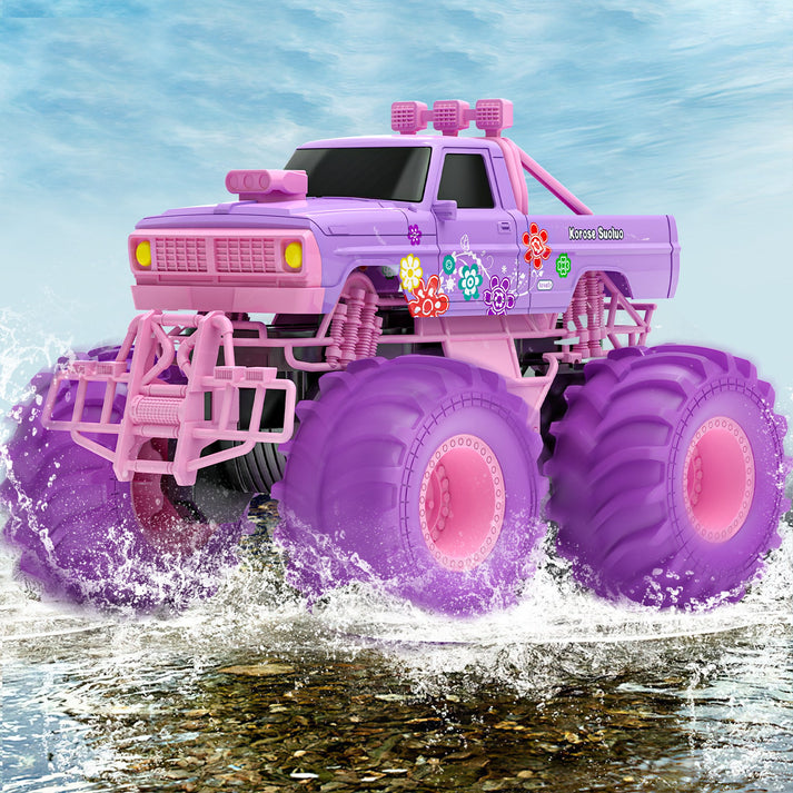 RC Cars for Water Land 1:16 Amphibious Remote Control Cars for Boys Girls 4-7, Waterproof Monster Truck All Terrain Off-Road Pool Toys Remote Control Boat Gifts for Kids (Pink)