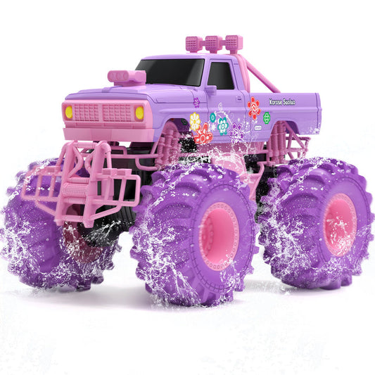 RC Cars for Water Land 1:16 Amphibious Remote Control Cars for Boys Girls 4-7, Waterproof Monster Truck All Terrain Off-Road Pool Toys Remote Control Boat Gifts for Kids (Pink)