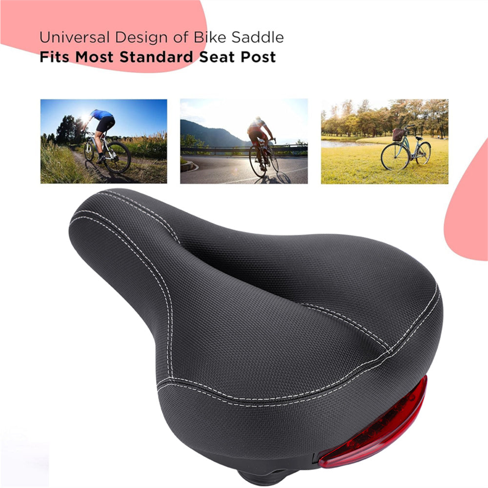 Bike Saddle with Tail Light, Ergonomic Comfortable Bike Seat Cushion, Bicycle Seat for Men Women with Shock Absorption, Waterproof Bicycle Saddle for Stationary/Exercise/Indoor/Mountain/Road Bikes