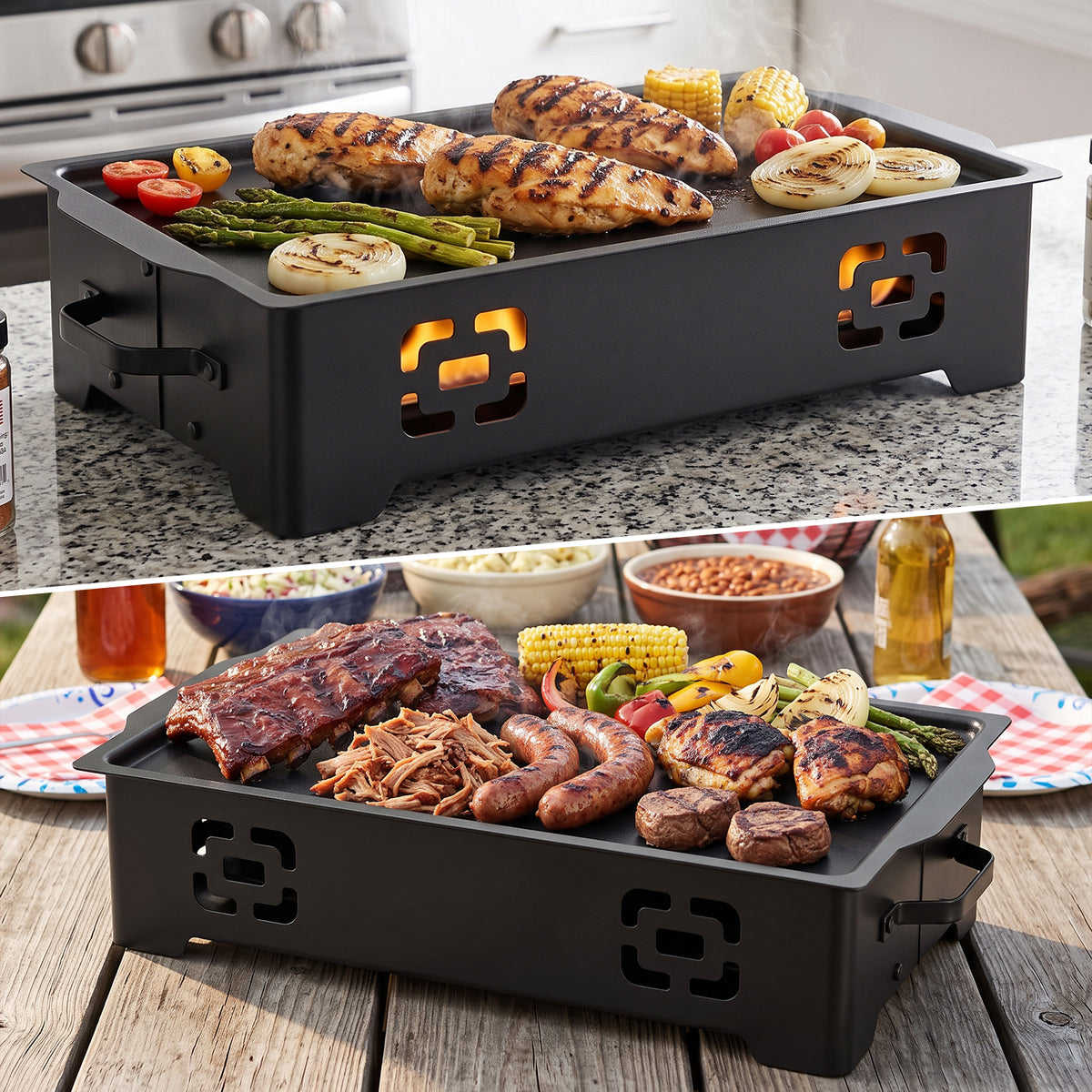 Home Insulated Serving Tray Set, 5QT Stainless Steel Insulated Serving Tray with Fuel Holder and Water Tray—Perfect for family gatherings, parties, events, weddings, camping, and dinner parties