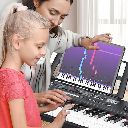 61 Keys Digital Electronic Keyboard Piano Set with Piano Stand, Built In Speakers for Beginners
