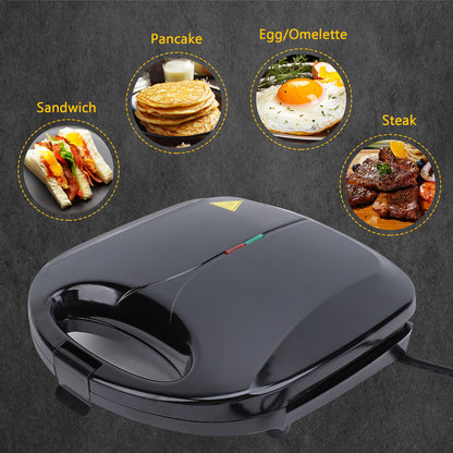 Panini Breakfast Machine Press Grill, 750W Non-Stick Sandwich Press Maker for Sandwich, Burgers, Steak