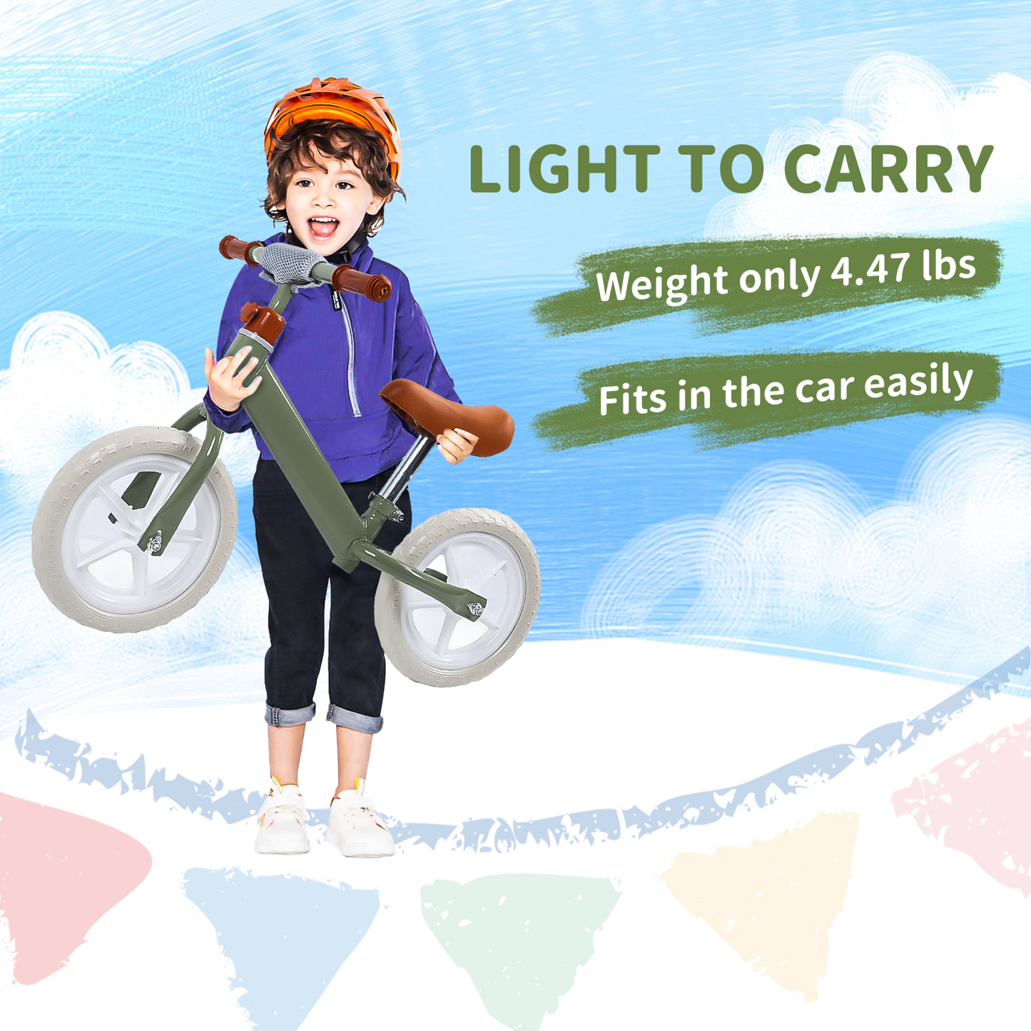 Eotvia Toddler Bike, Lightweight 11" Kids Balance Bike with Adjustable Seat and Handlebar, No Pedal Toddler Bicycle Ride on Toys for Toddlers, Toddlers Balance Bike for 1 to 4 Years Old Boys Girls