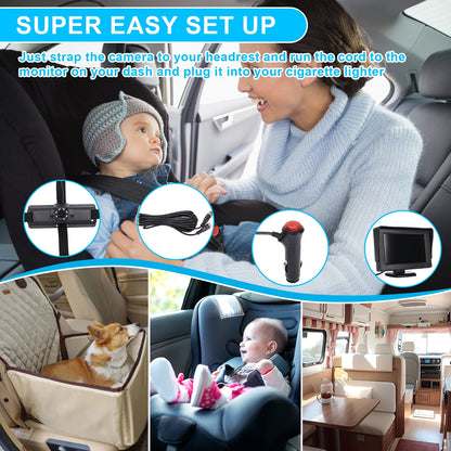 Baby Car Camera HD 1080P Night Vision 180° Adjustable Wide View Angle Rear Facing Baby Monitor for Car Backseat