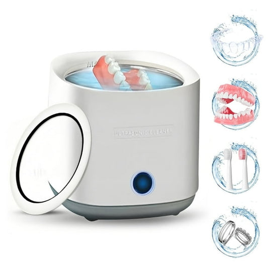 42kHz Retainer Cleaner Machine for Mouthguard, Braces, Night Guard, Toothbrush, Jewelry with 6.08oz Cleaning Pod, White