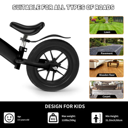 12 inch Kids Balance Bike with Colorful Lighting up Wheels No Pedal Bikes for Toddlers Boys Girls