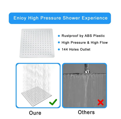 Shower Head , 12'' Stainless Steel Rainfall Shower Rain Square Ultra-Slim Shower (No Arm Included)