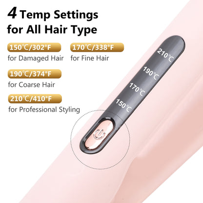 Flat Iron Hair Straightener and Curler 2 in 1, Fast Heating PTC Straightening Curling Iron with 4 Adjustable Temp and Automatic Shut Off