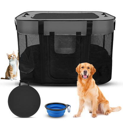 Dog Playpen, Portable Pet Playpen Tent Cage Kennel with Zipper Top Cover and Carring Bag, Foldable Cat Play Pens for Pubby,Kitten, Rabbit, Cat Kitten Puppy Rabbits Enclosure Crate for Indoor Outdoor Camping Travel