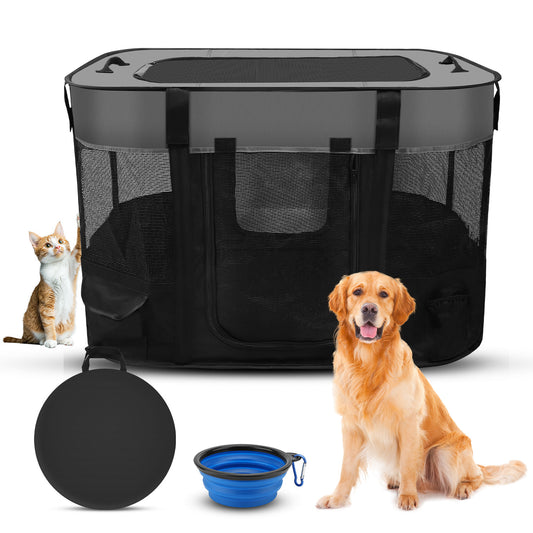 Dog Playpen, Portable Pet Playpen Tent Cage Kennel with Zipper Top Cover and Carring Bag, Foldable Cat Play Pens for Pubby,Kitten, Rabbit, Cat Kitten Puppy Rabbits Enclosure Crate for Indoor Outdoor Camping Travel