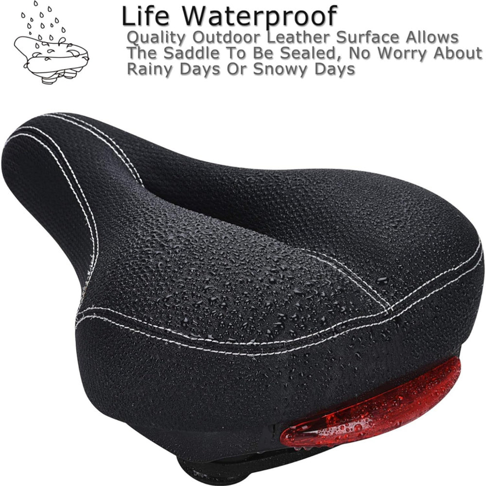 Bike Saddle with Tail Light, Ergonomic Comfortable Bike Seat Cushion, Bicycle Seat for Men Women with Shock Absorption, Waterproof Bicycle Saddle for Stationary/Exercise/Indoor/Mountain/Road Bikes
