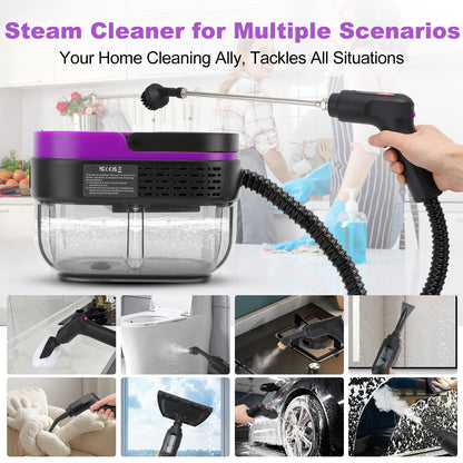 Steam Cleaner, 3-Level Adjustable Handle, 10s Fast Heat-Up, 1.6L Tank,Portable Steamer For Cleaning with 10 Pcs Accessories for Home,Dirt, Grease, Grout, Tile,Floor,Couch,Car