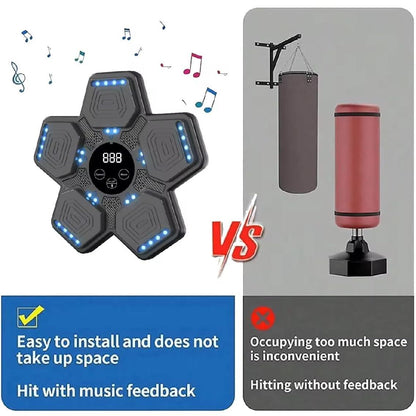 Music Boxing Machine for Kids, Smart Bluetooth Boxing Machine with Boxing Gloves, Wall Mounted Electronic Boxing Training Punching Equipment with Display Screen, Workout Machine for Home Indoor Gym