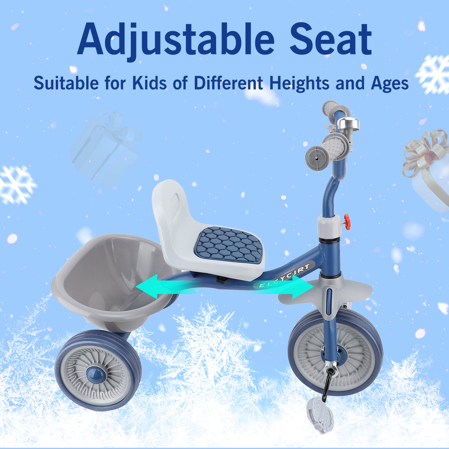 Kids Tricycle for 1-4 Years Old, Toddler Bike Kids Trike for Balance Training, Toddler Tricycle with Pedals and Storage Basket, Baby Bike for Girls Boys with Bell/Adjustable Seat, Beginner Tricycle