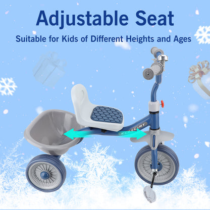 Kids Tricycle for 1-4 Years Old, Toddler Bike Kids Trike for Balance Training, Toddler Tricycle with Pedals and Storage Basket, Baby Bike for Girls Boys with Bell/Adjustable Seat, Beginner Tricycle