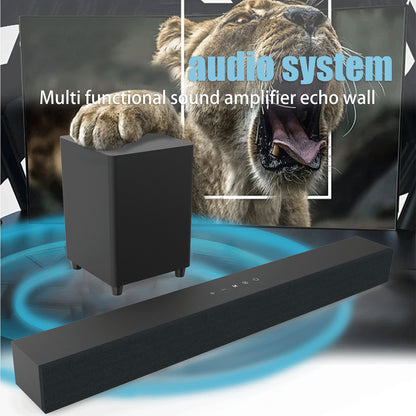 2.1ch Sound Bars for TV with Subwoofer, Bluetooth 5.0 Surround Sound System for TV, 26 Inch Soundbar for Home Theater, ARC/USB/AUX/Coaxial/Optical Connect & Remote Control, 60W Output