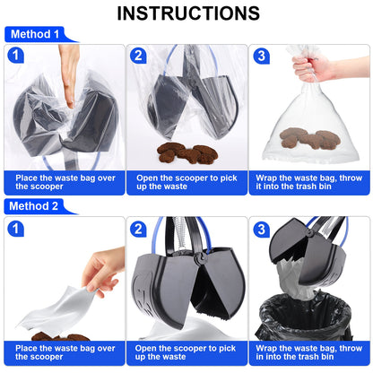Dog Pooper Scooper for Large Small Dogs Long Handle Folding Dog Poop Scooper Pick Up Tool for Grass Outdoor